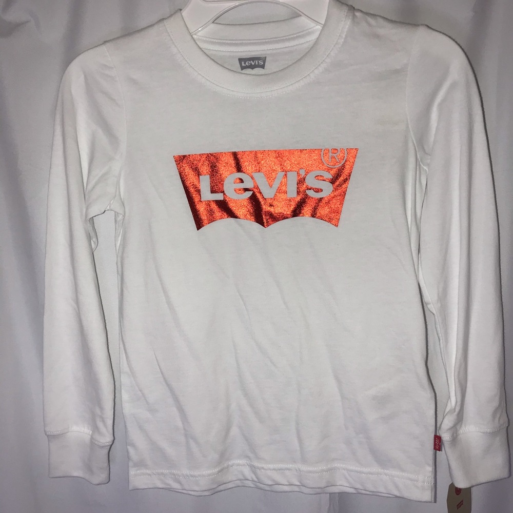 Levi’s long sleeve white T-shirt kids Girls M 5-6 years NWT